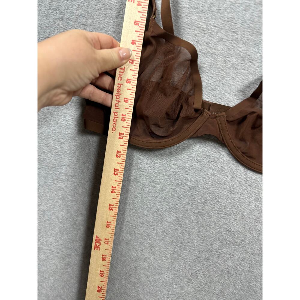 CUUP The Plunge Mesh Bra Women's Size 36C Brown Underwire Sheer Adjustable Strap - Picture 3 of 7
